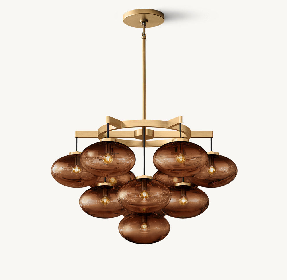 Cabrette Amber Glass Round Chandelier 36"