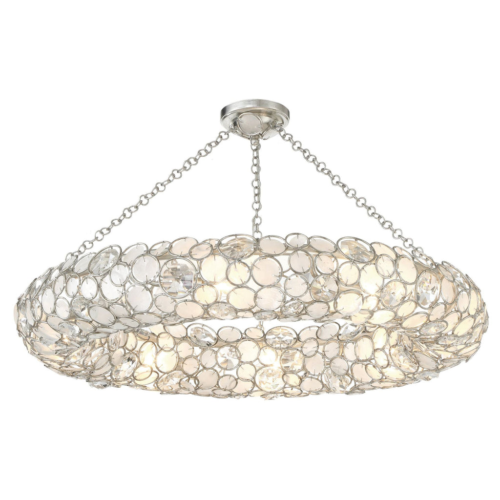 Palla 32'' Antique Silver Semi Flush Mount Silver 32"W x 5.25"H x 32"D