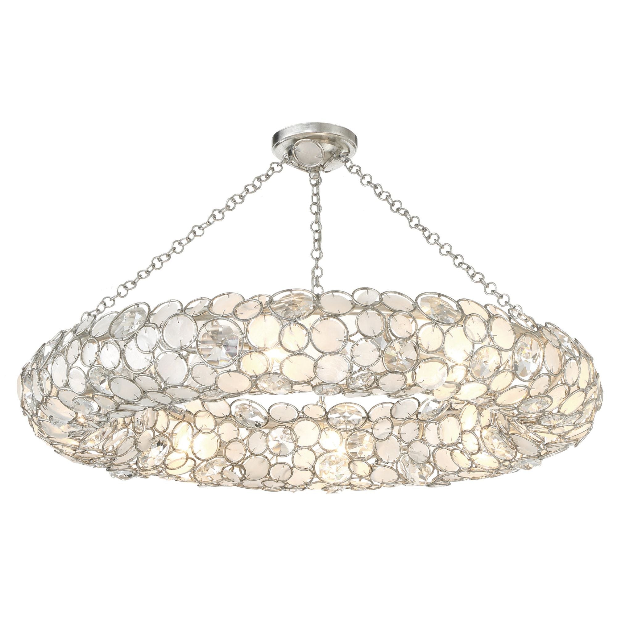 Palla 32'' Antique Silver Semi Flush Mount Silver 32"W x 5.25"H x 32"D