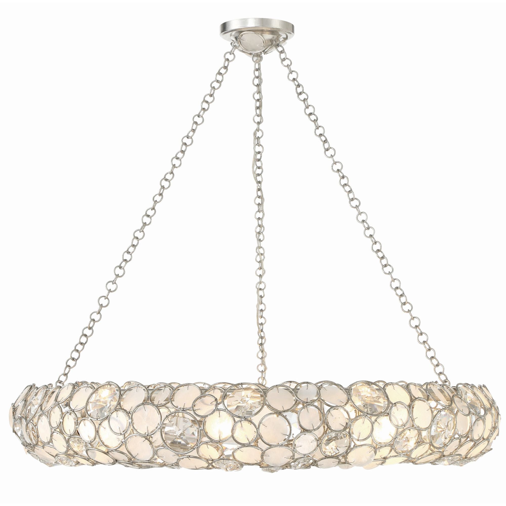 Palla 32'' Antique Silver Semi Flush Mount Silver 32"W x 5.25"H x 32"D