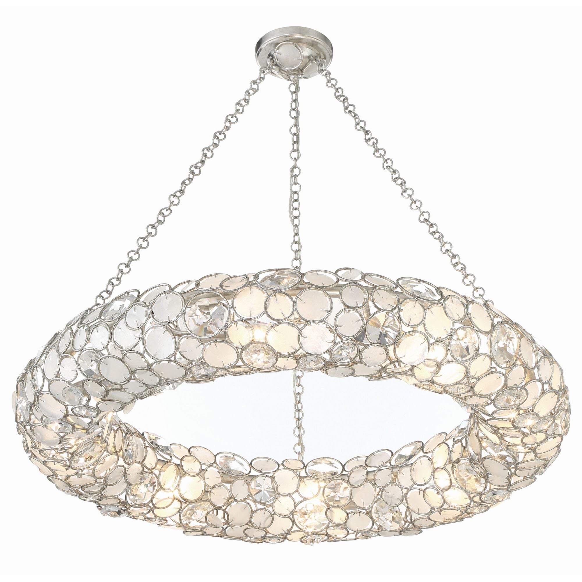 Palla 32'' Antique Silver Semi Flush Mount Silver 32"W x 5.25"H x 32"D
