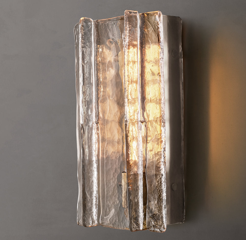Lattice Clear Glass Sconce 15"