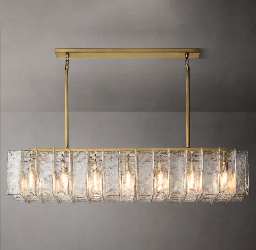 Lattice Clear Glass Rectangular Chandelier 67"