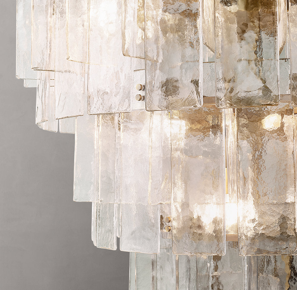 Lattice Clear Glass Tiered Round Chandelier 47"