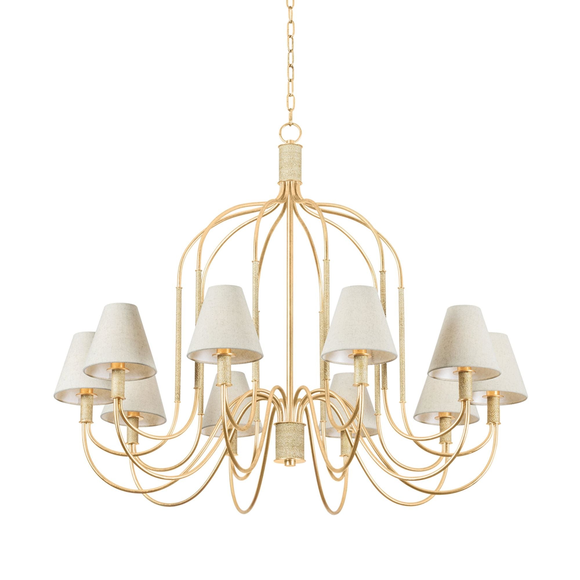 Warrensburg 10-Light Chandelier in Vintage Gold Leaf 44L x 44W x 35.75H