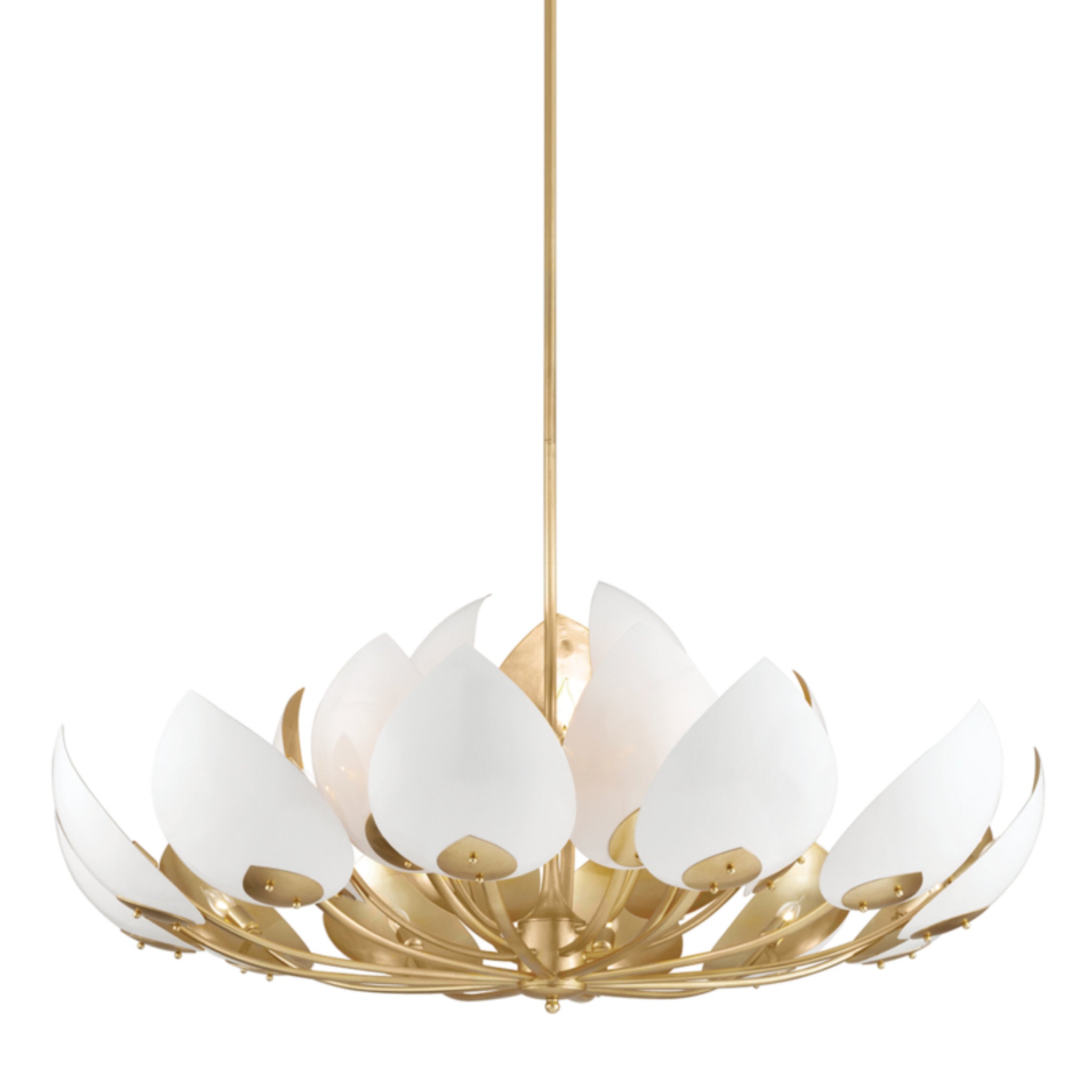 Lotus 21-Light Chandelier in Gold Leaf/White 54L x 54W x 23H