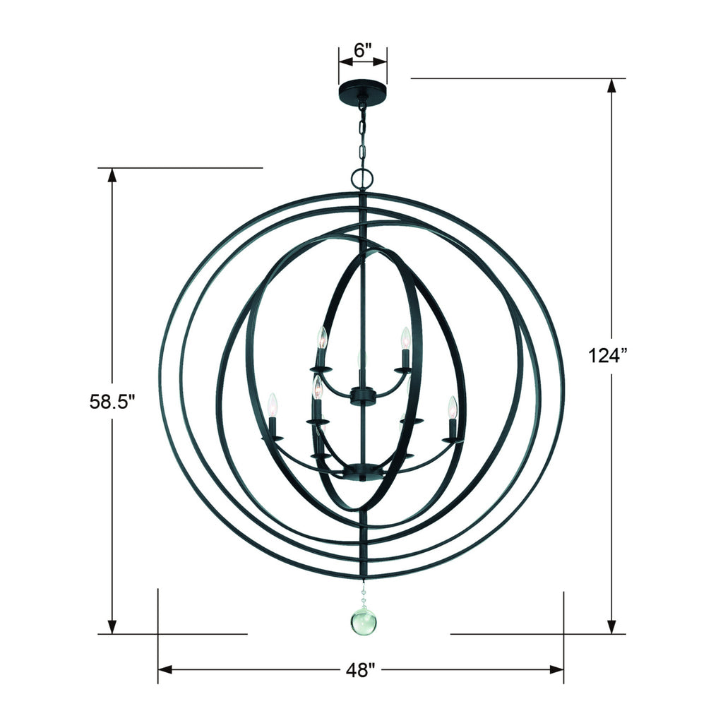 Luna 48'' Matte Black Chandelier Black 48"W x 58.5"H x 48"D
