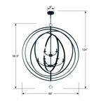 Luna 48'' Matte Black Chandelier Black 48"W x 58.5"H x 48"D