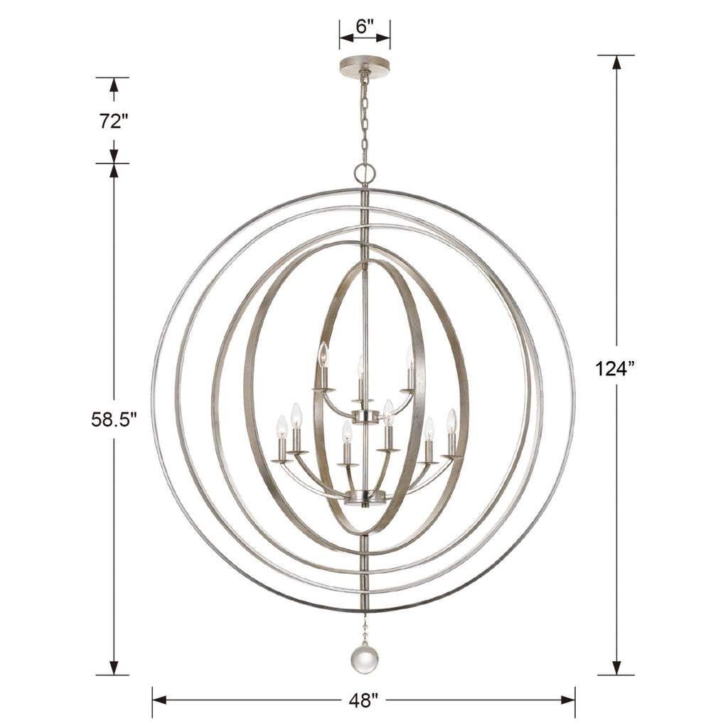 Luna 48'' Antique Silver Chandelier Silver 48"W x 58.5"H x 48"D