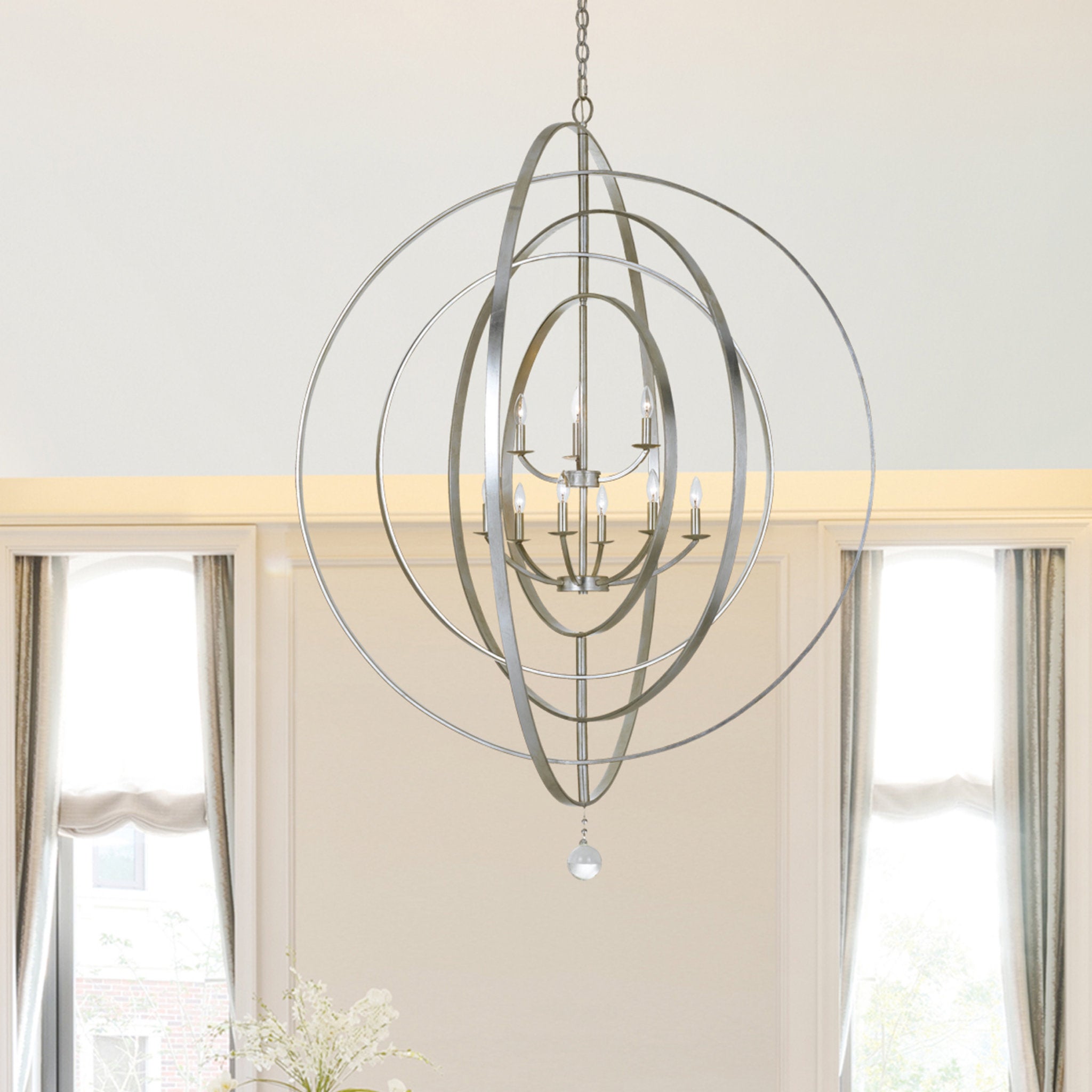 Luna 48'' Antique Silver Chandelier Silver 48"W x 58.5"H x 48"D