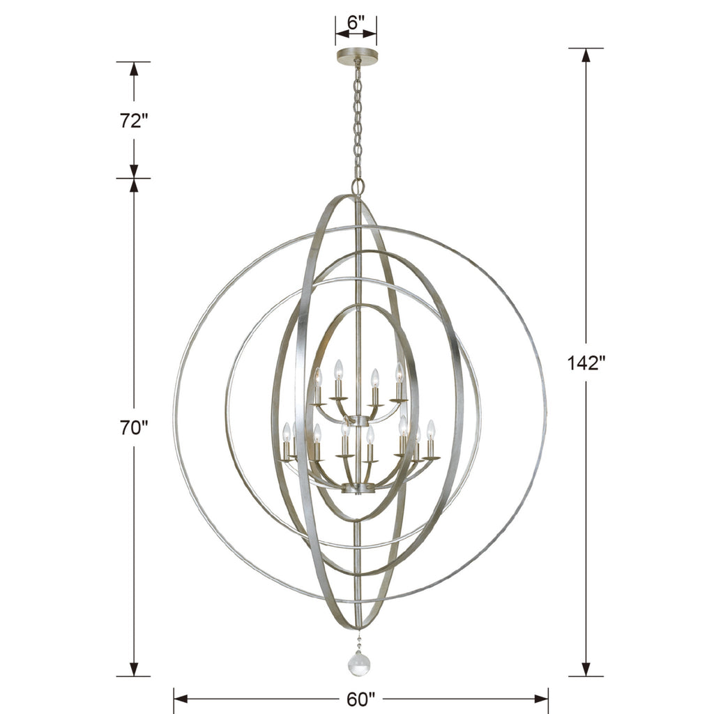 Luna 60'' Antique Silver Chandelier Silver 60"W x 70"H x 60"D