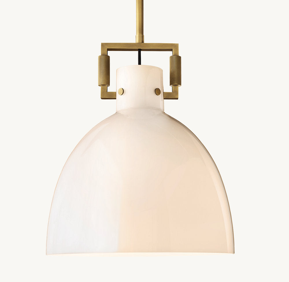 Machinist Milk Glass Cloche Pendant