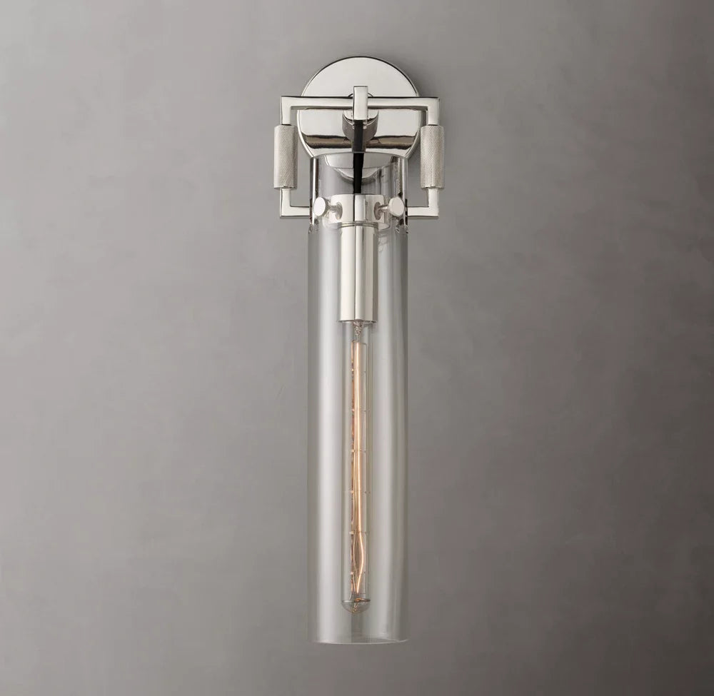 Machinist Glass Cylinder Sconce 16"