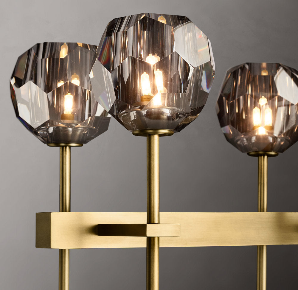 Boule De Cristal Smoke Glass Double Linear Chandelier 60"