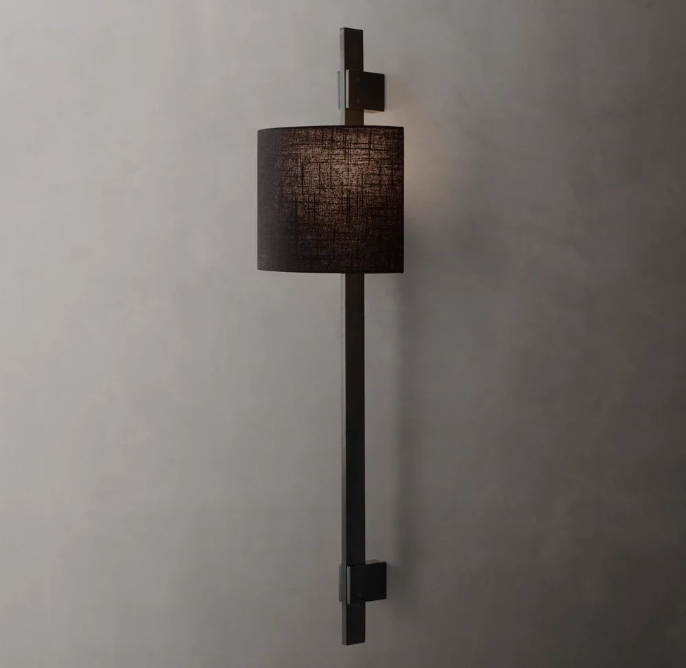 Vela Rectangular Bar Sconce - Round Shade