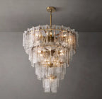 Lattice Clear Glass Tiered Round Chandelier 47"