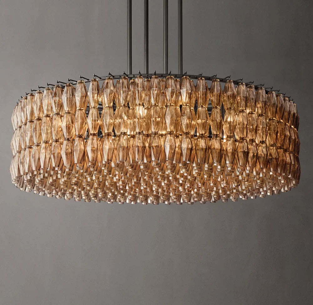 Chiara Smoke Glass Round Chandelier 62"