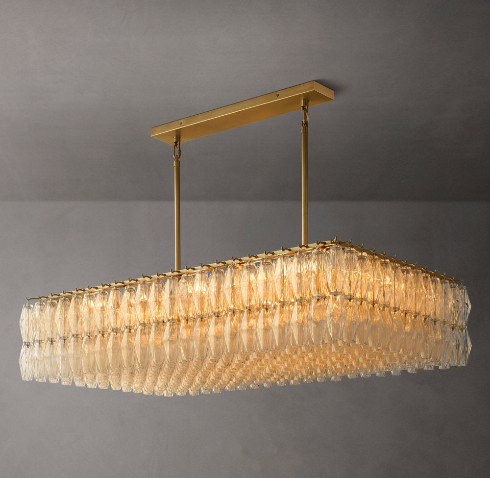 Chiara Clear Glass Rectangular Chandelier 54"