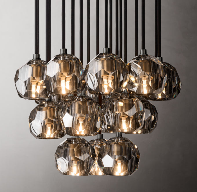Boule De Cristal Smoke Glass Round Cluster Chandelier 19"