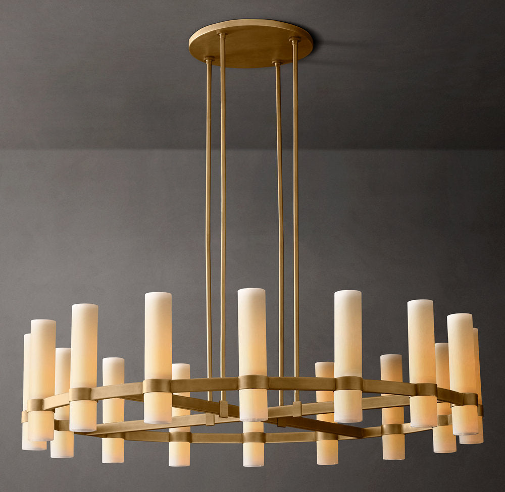 Ravelle Round Milk Glass Chandelier 48"