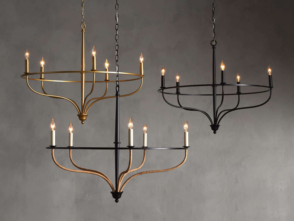 Rosalind Rattan Chandelier in Black