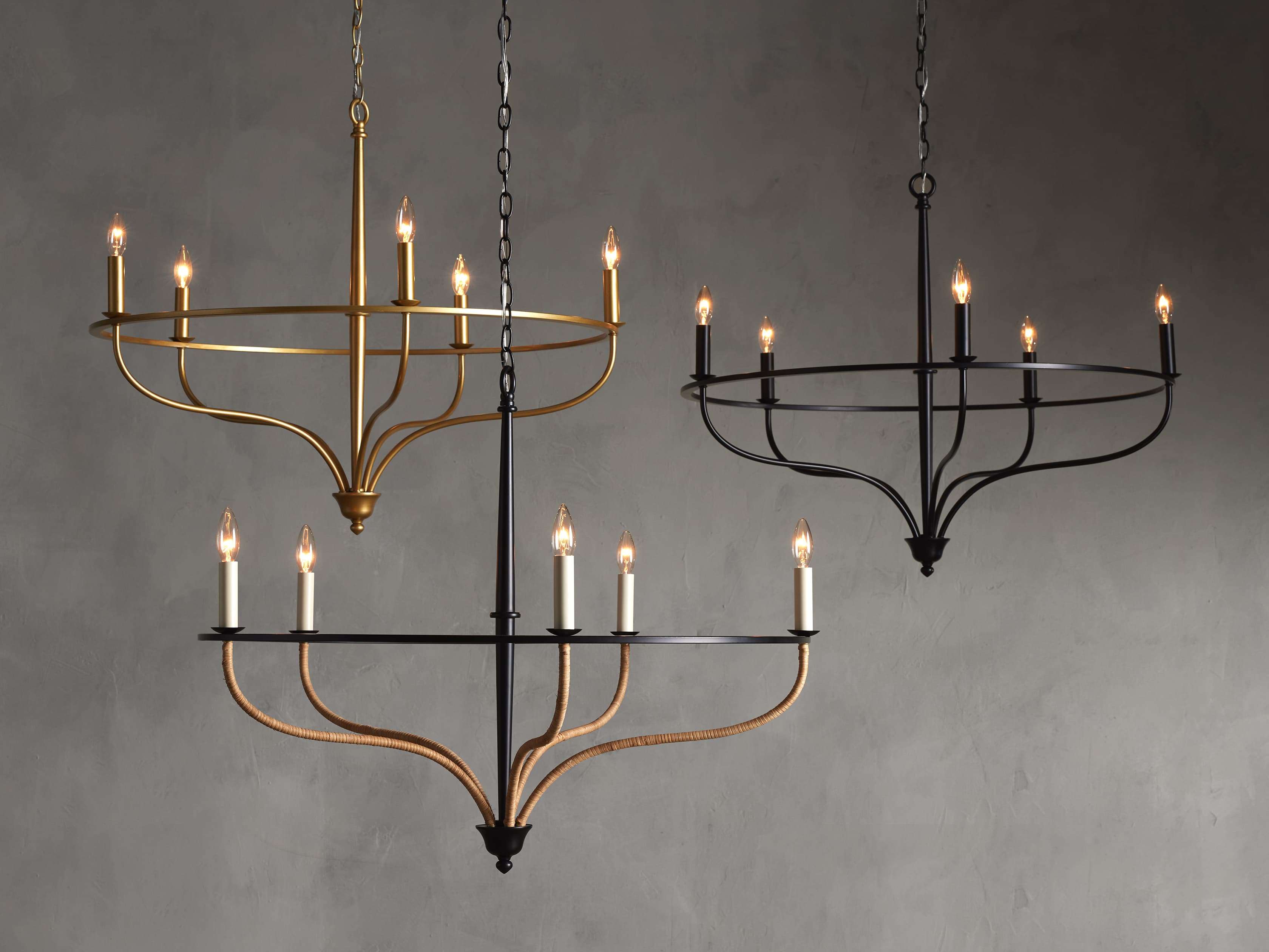 Rosalind Rattan Chandelier in Black