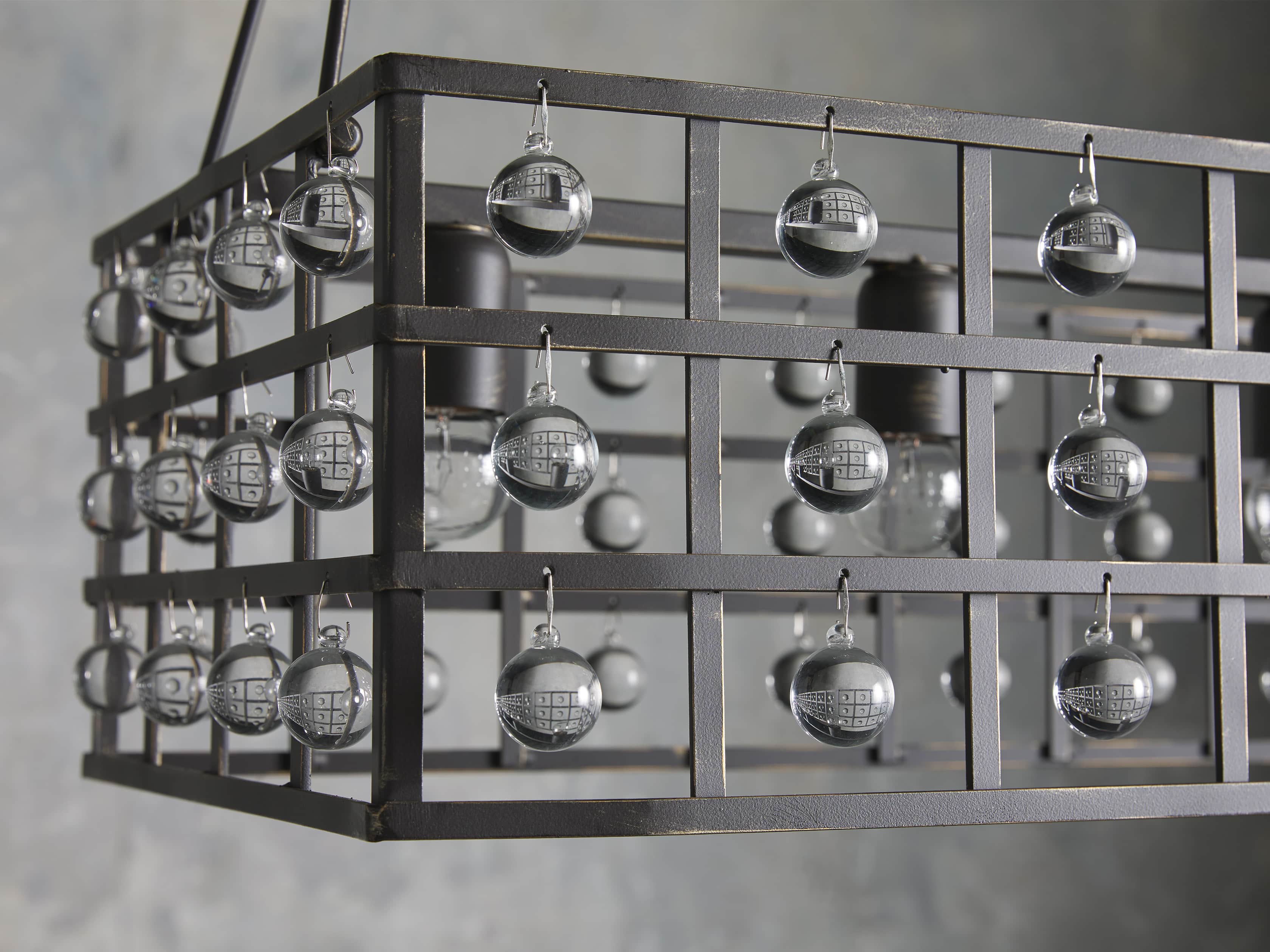 La Cage 50" Rectangular Chandelier in Bronze