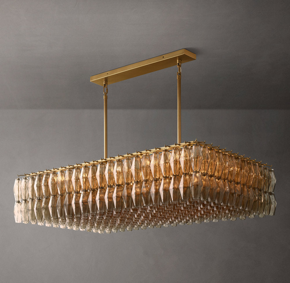 Chiara Smoke Glass Rectangular Chandelier 54"