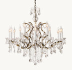 19th C. Rococo Iron & Crystal Round Chandelier 33"