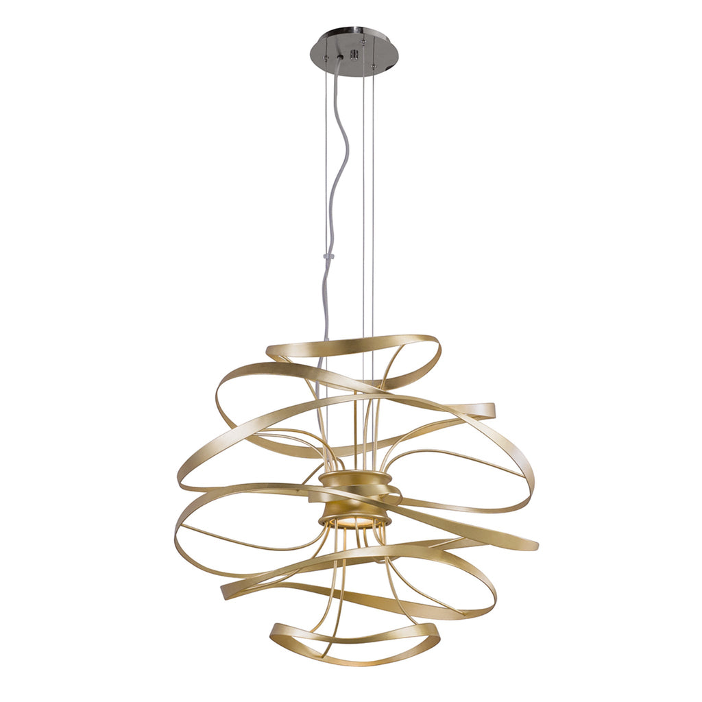 Calligraphy 2-Light Chandelier in Gold Leaf W Polished Stainless 26L x 26W x 24H