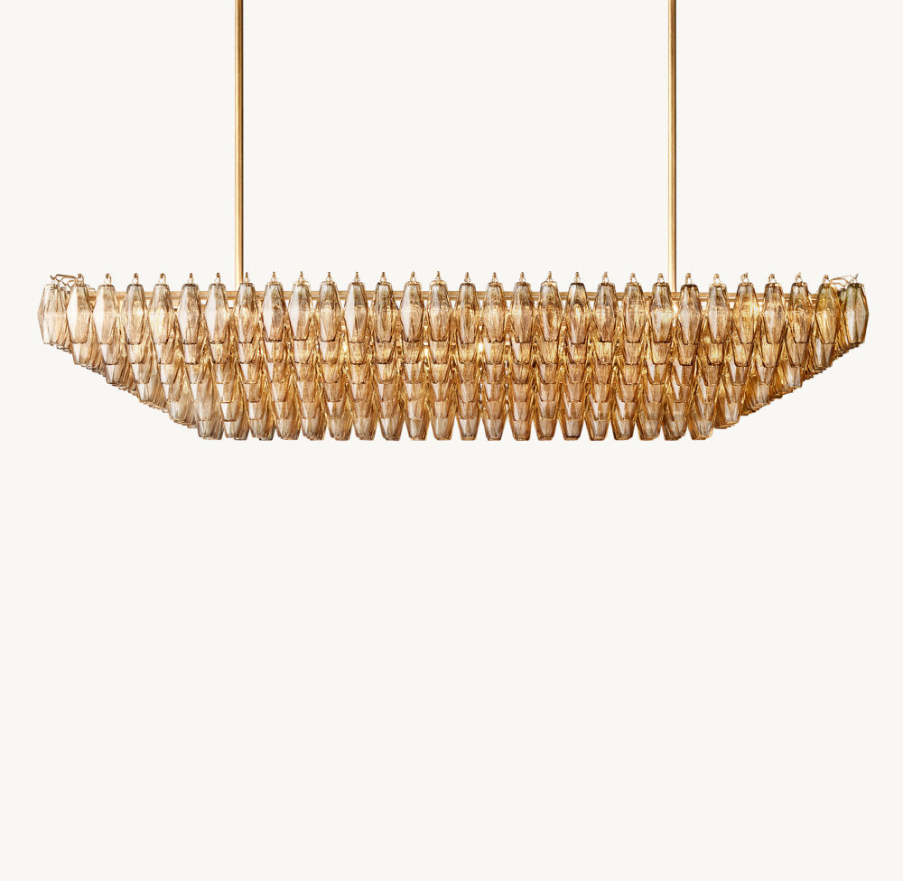 Chiara Smoke Glass Tiered Rectangular Chandelier 74"