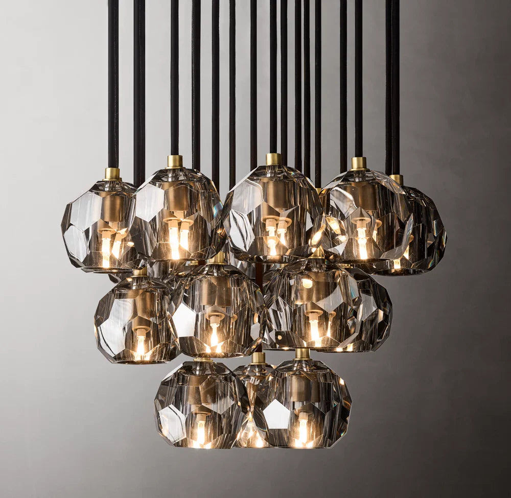 Boule De Cristal Smoke Glass Round Cluster Chandelier 19"