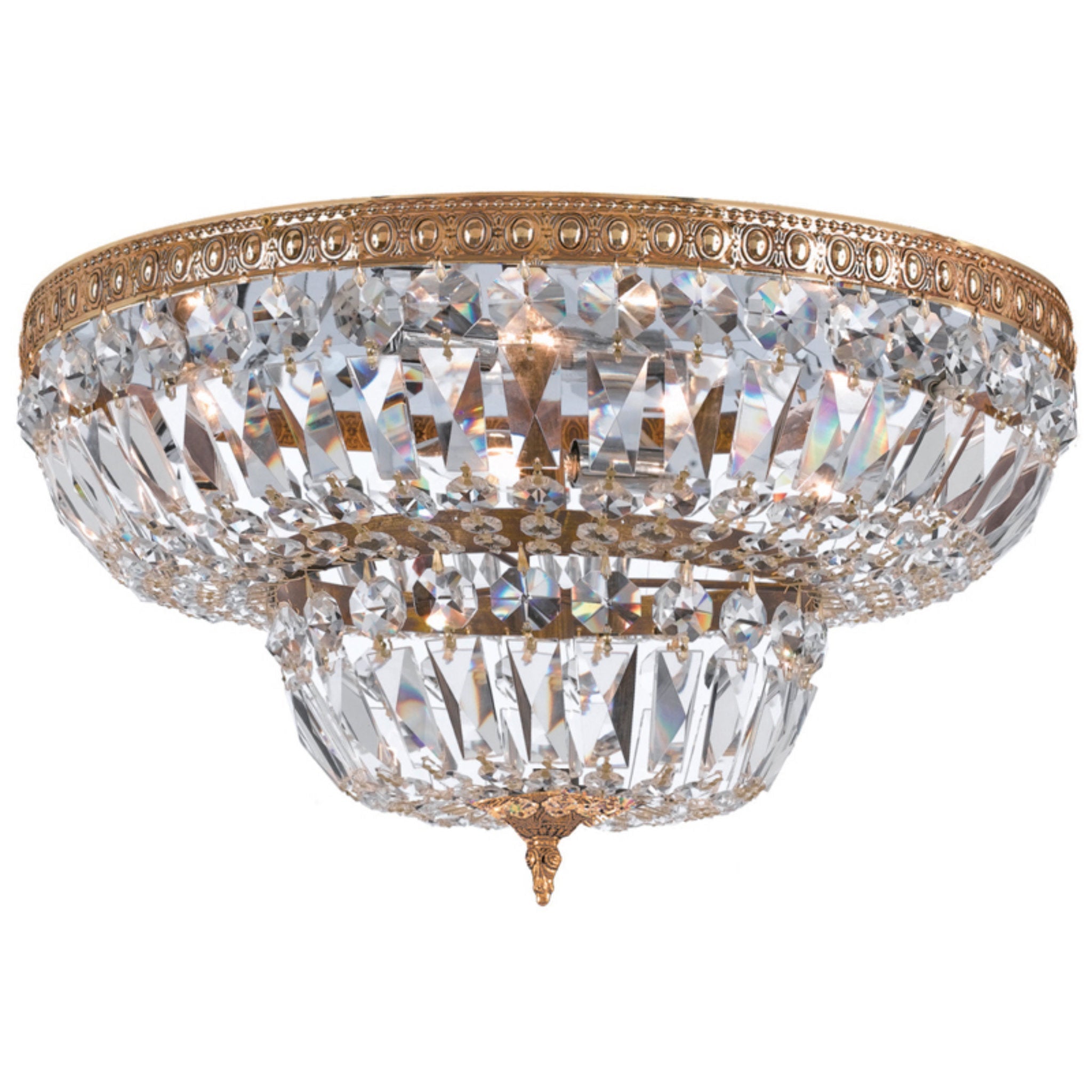 Waltham 30'' Clear Hand Cut Olde Brass Flush Mount Gold 30"W x 16"H x 30"D