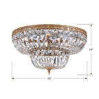 Waltham 30'' Clear Hand Cut Olde Brass Flush Mount Gold 30"W x 16"H x 30"D