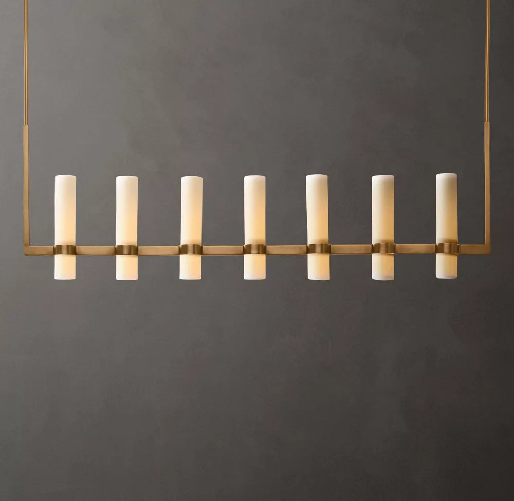 Ravelle Linear Milk Glass Chandelier 59"