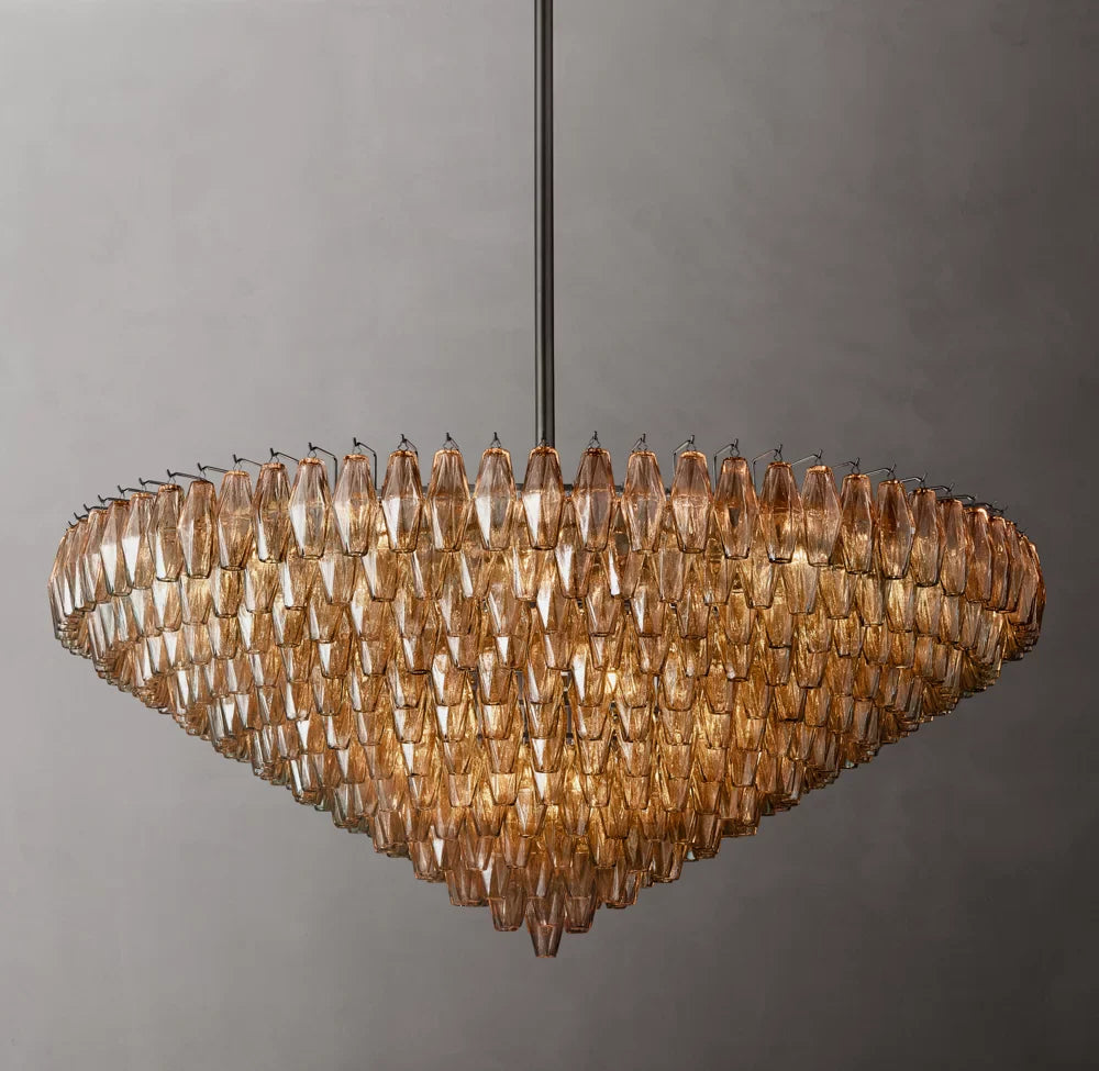 Chiara Smoke Glass Tiered Round Chandelier 62"