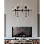 Chisel 16-Light Chandelier in Black Iron 41.25L x 41.25W x 28H