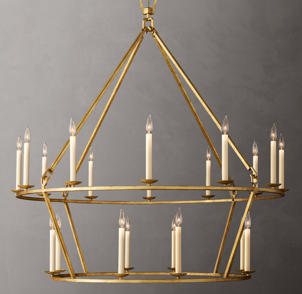 19TH C. ENGLISH OPENWORK TWO-TIER ROUND CHANDELIER 50"