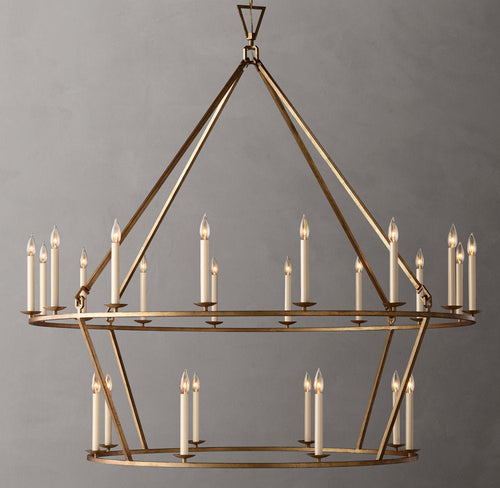 19TH C. ENGLISH OPENWORK TWO-TIER ROUND CHANDELIER 62"