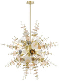 8 Light Satin Brass Large Pendant Chandelier