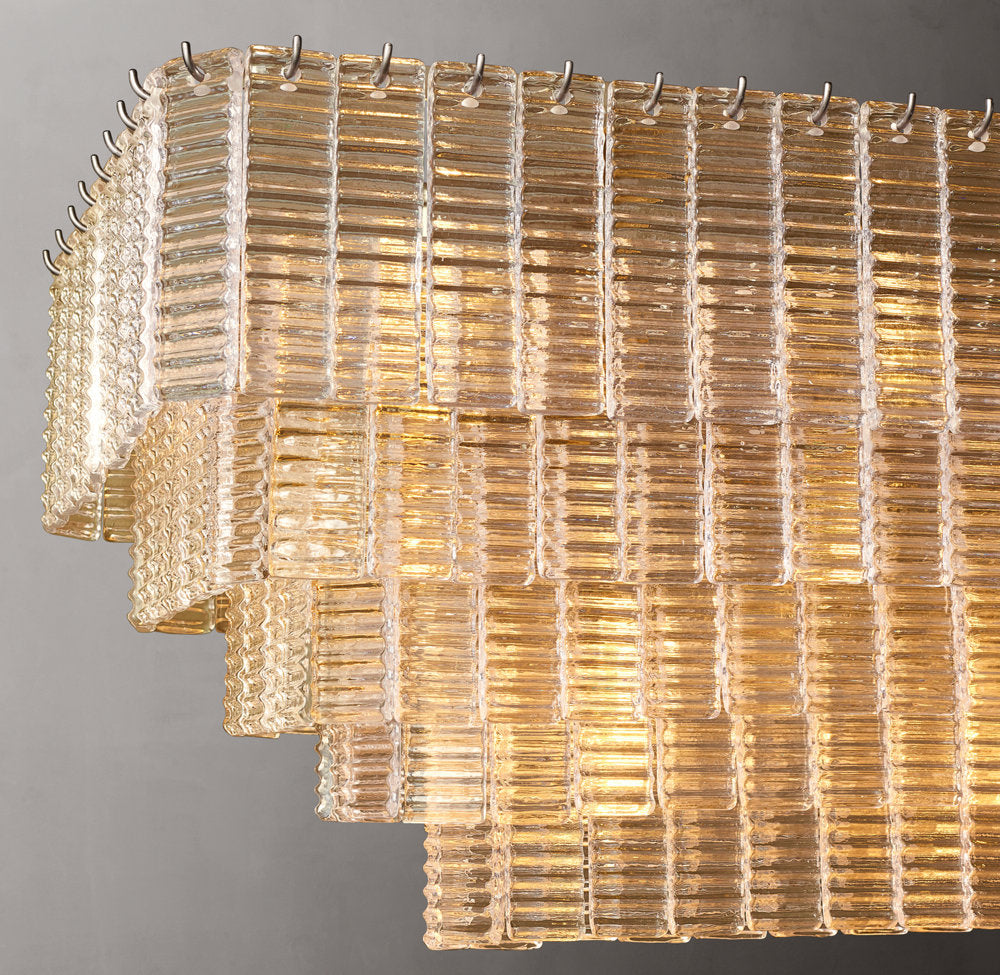 Sirene Clear Glass Rectangular Chandelier 77"