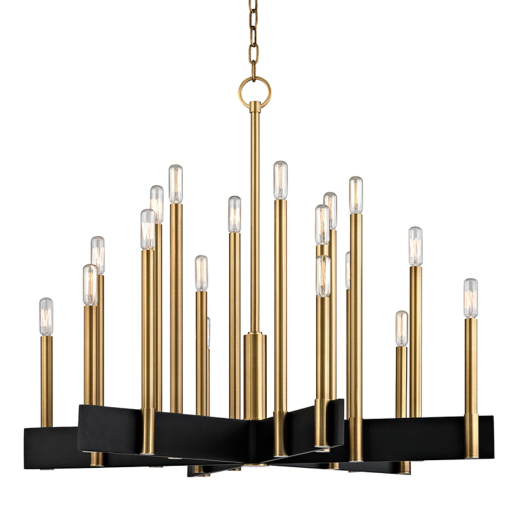 Abrams 18-Light Chandelier in Aged Brass 33.5L x 33.5W x 27.5H