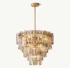 Lattice Smoke Glass Tiered Round Chandelier 36"