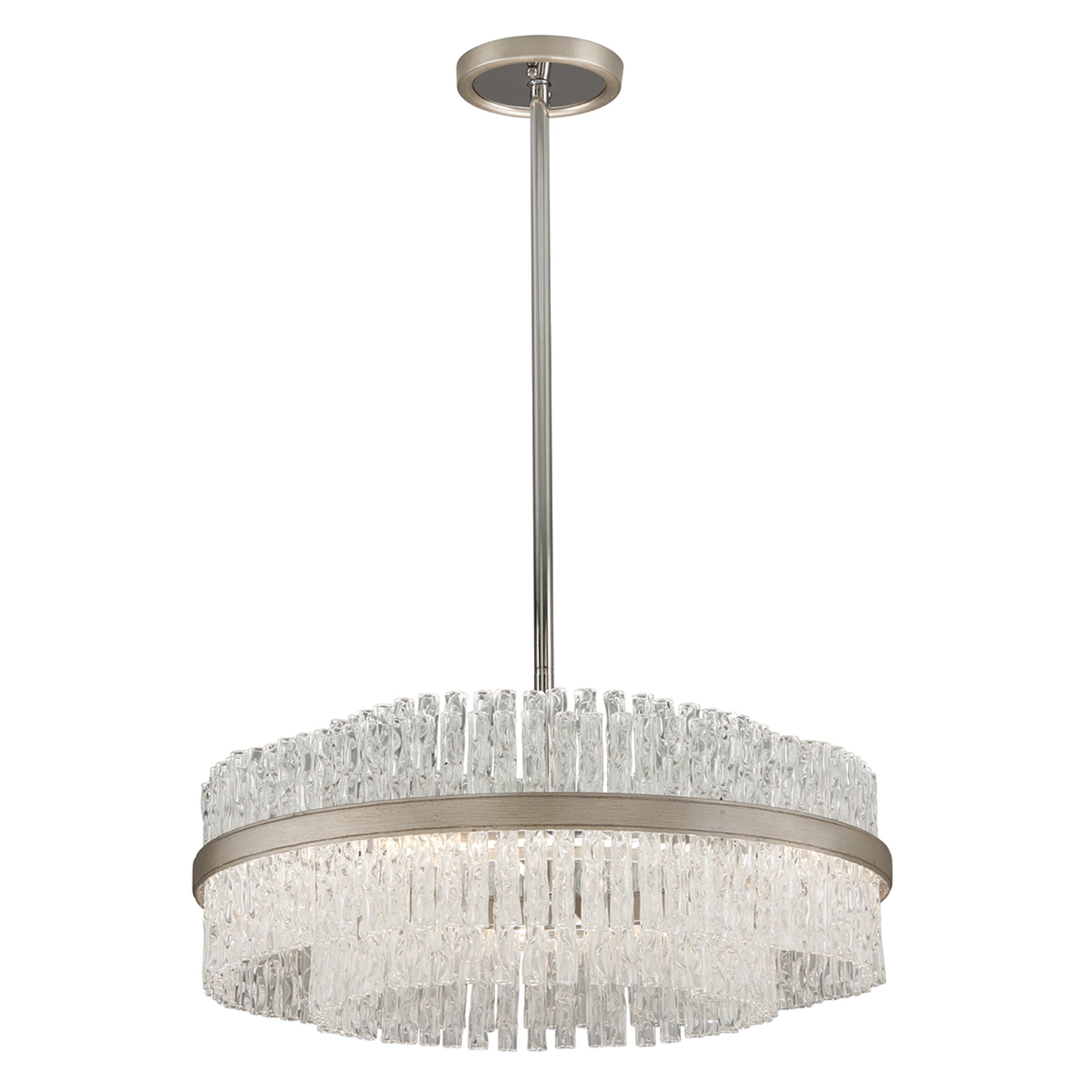 Chime 8-Light Chandelier in Silver Leaf Polished Stainless 26.75L x 26.75W x 11H