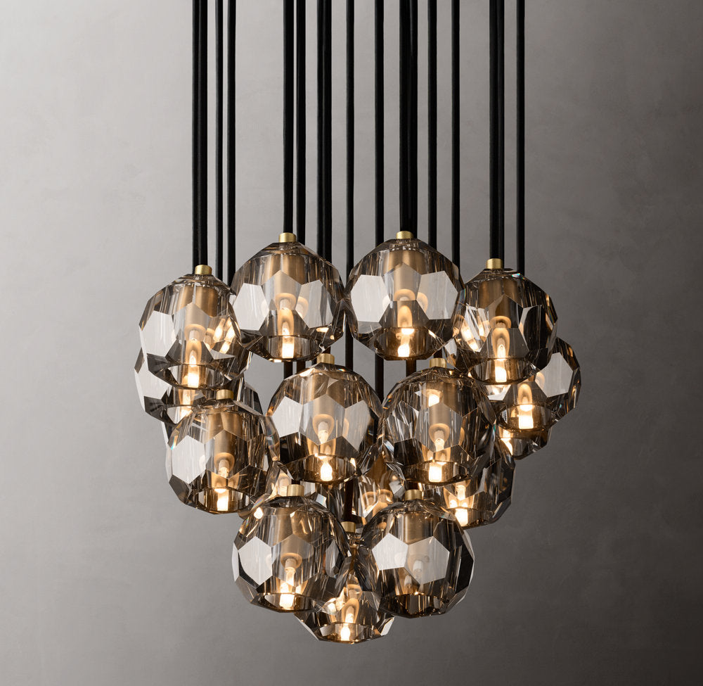 Boule De Cristal Smoke Glass Round Cluster Chandelier 19"