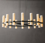 Ravelle Round Milk Glass Chandelier 48"