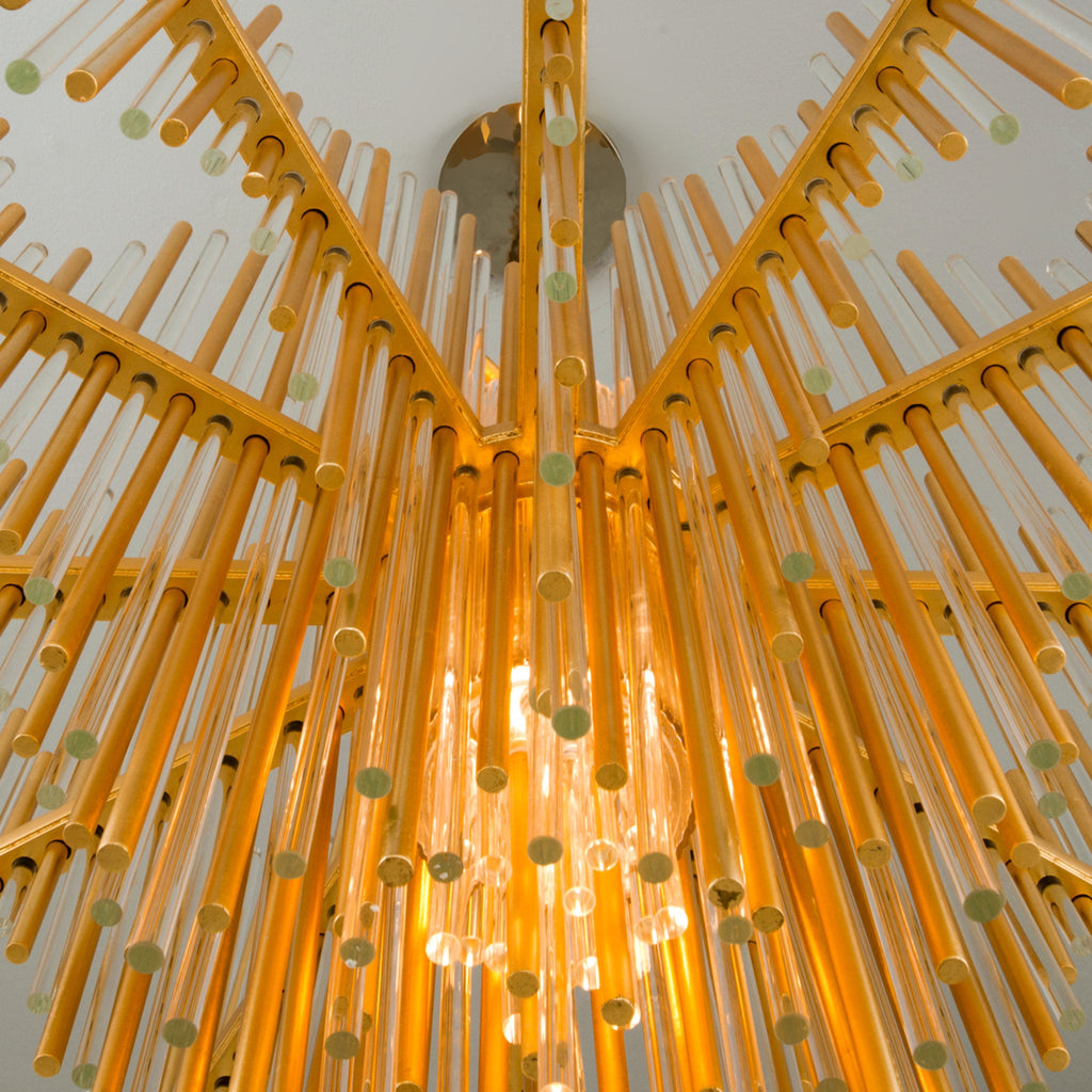 Theory 2-Light Chandelier in Gold Leaf W Polished Stainless 30L x 30W x 24.5H