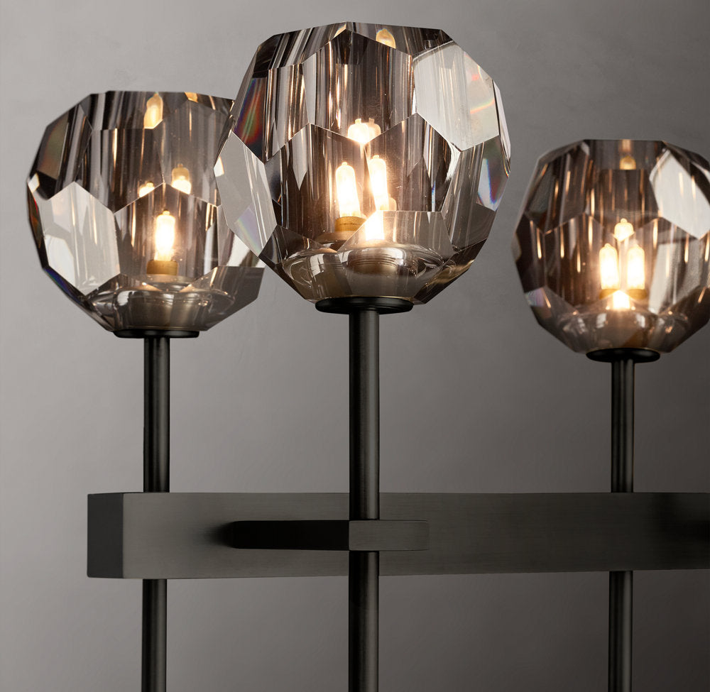 Boule De Cristal Smoke Glass Double Linear Chandelier 60"