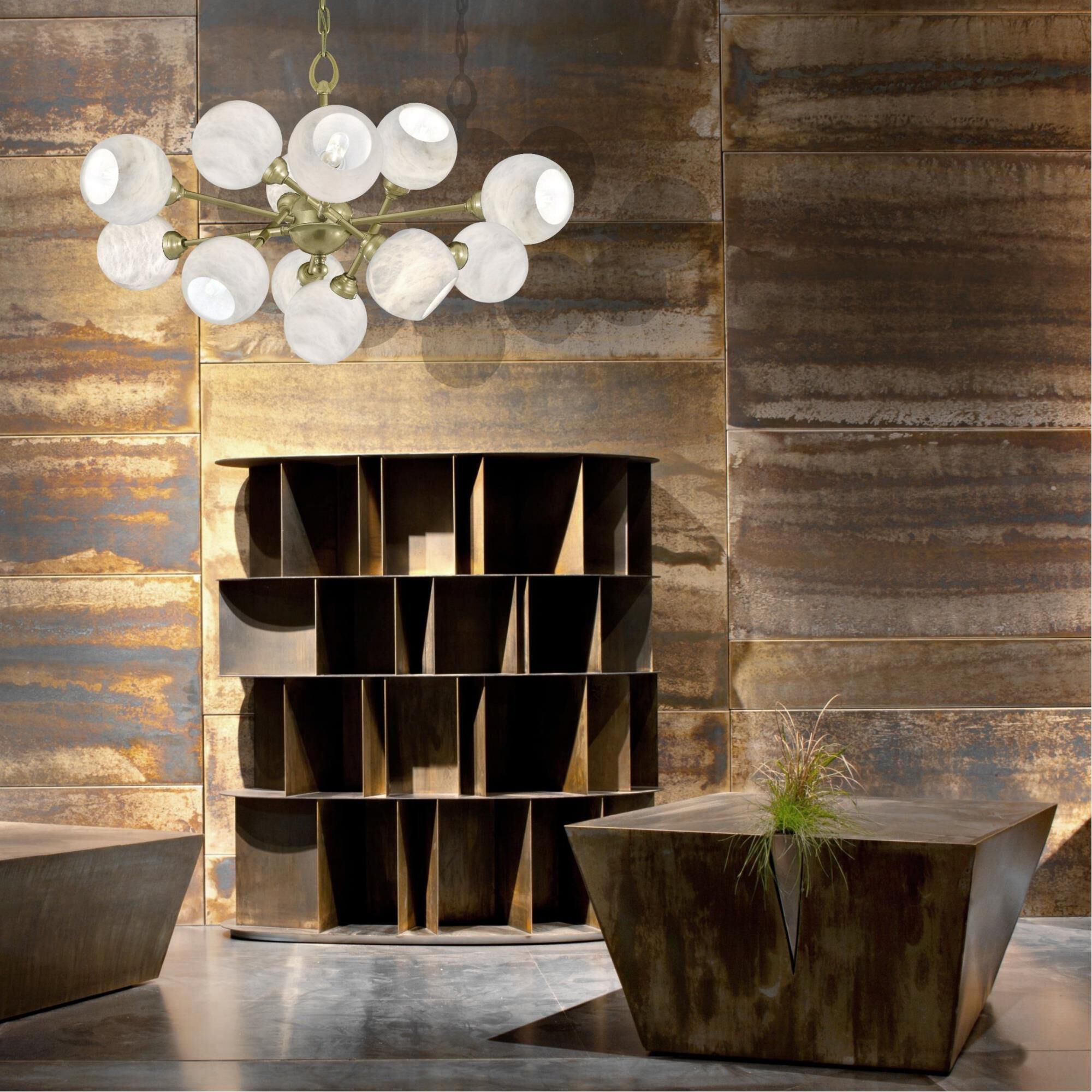 Alabaster Globes 12 Light Chandelier