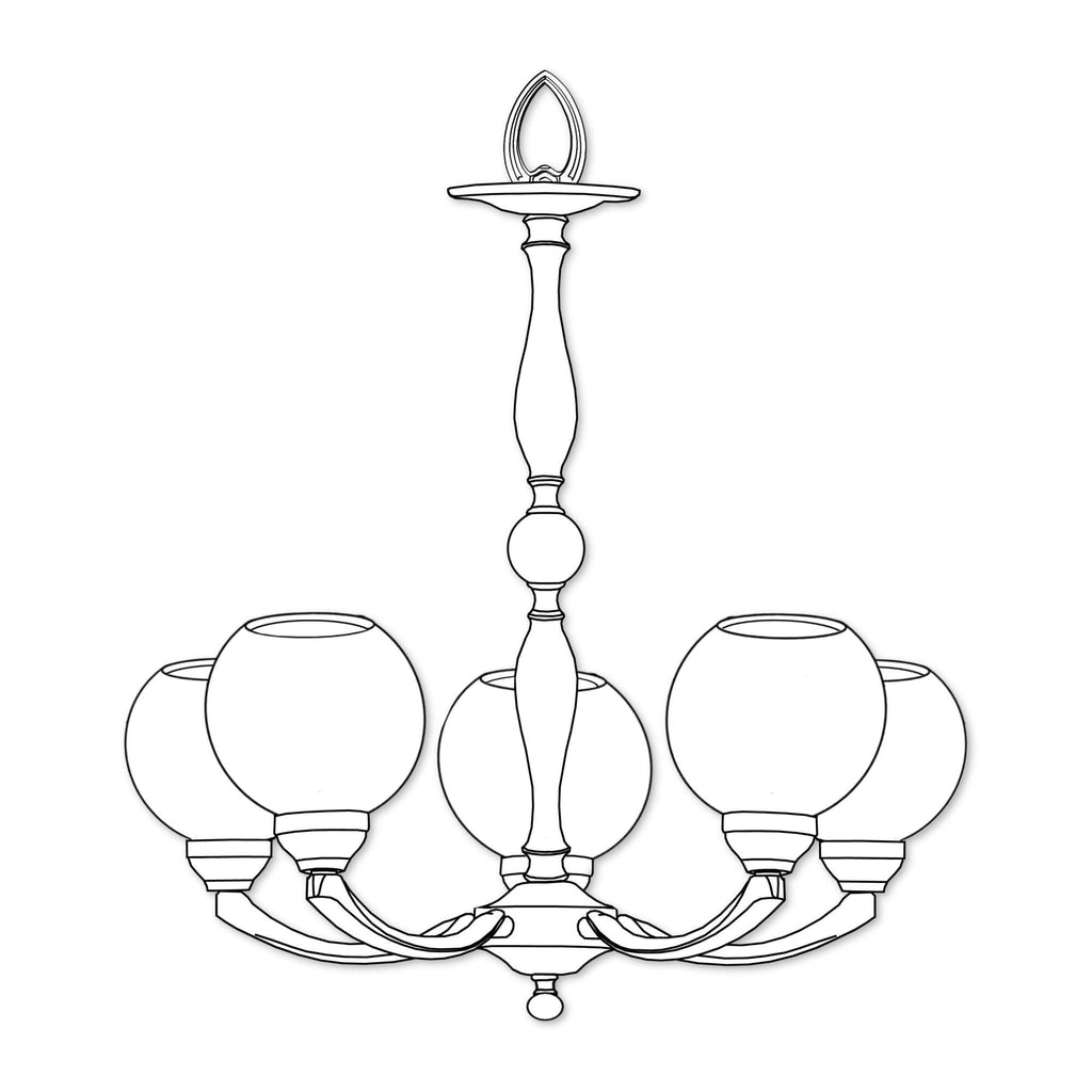 Alabaster Globes 5 Light Chandelier